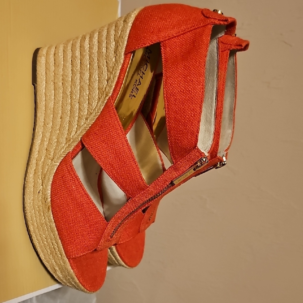 Michael Kors Watermelon Wedge Shoes with Strappy Design Size 9 - Picture 4 of 8